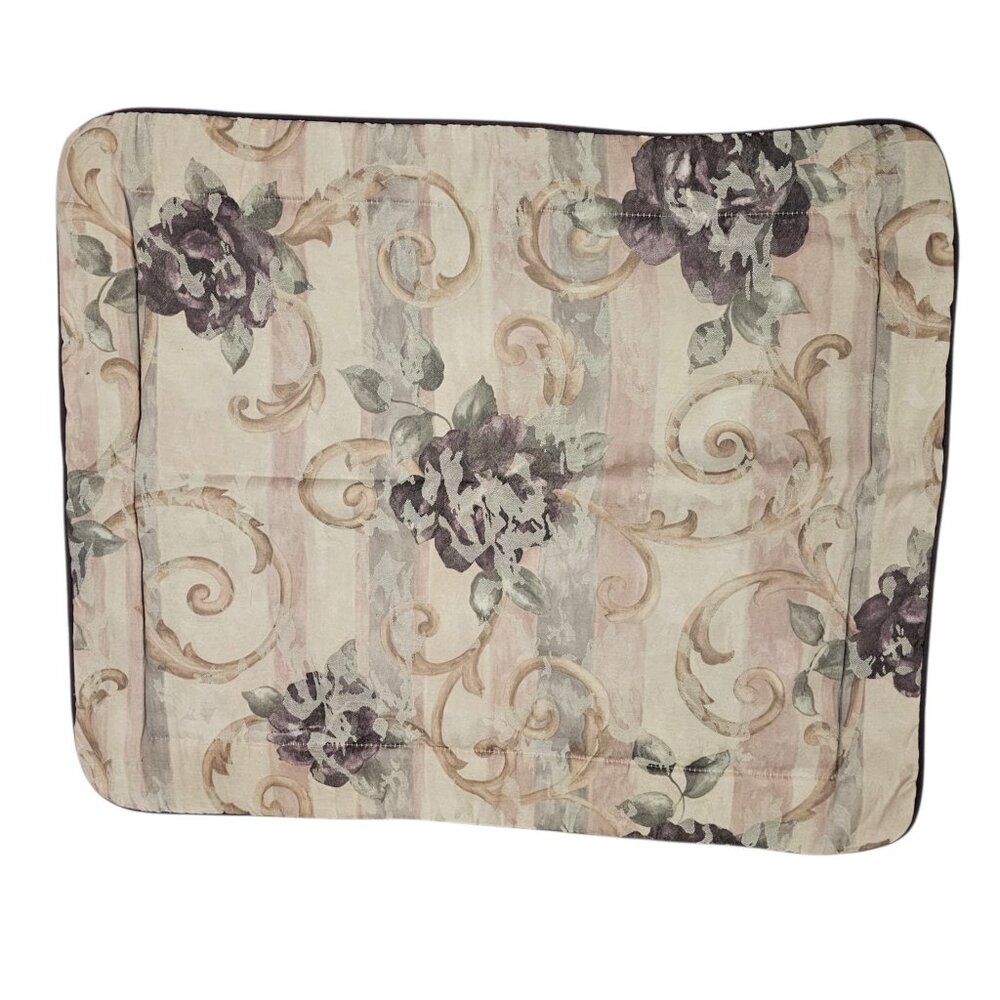 VTG‎ Croscill Chambord Cassis Amethyst Standard Pillow Sham Quilted Beige Floral